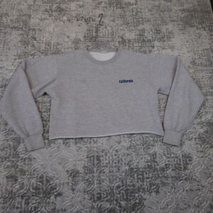 John Galt Sweatshirt Womens Small Gray Cropped Crewneck Oversized California